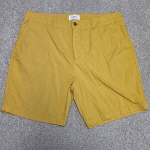 Mr P Mens XL Yellow Gingham Check Cotton Stretch Chino Shorts Made in Turkey